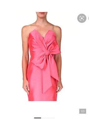 Badgley Mischka Pink Satin Bow-Front Cocktail Dress size 16